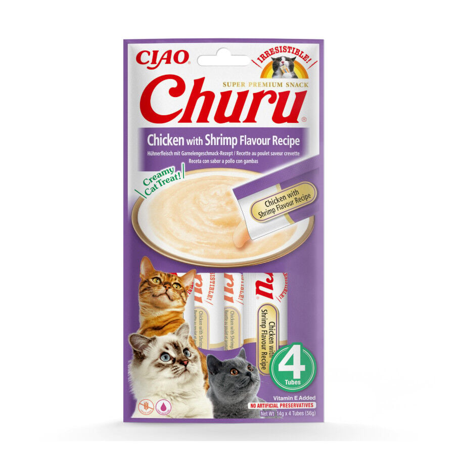 Churu Snack Cremoso de Pollo con gambas para gatos