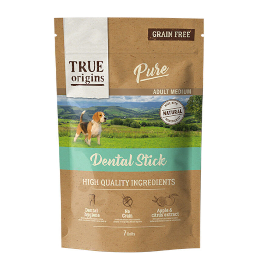 7 barritas True Origins Pure Medium Adult Snacks Dentales para perros, , large indicador imagen numero 1
