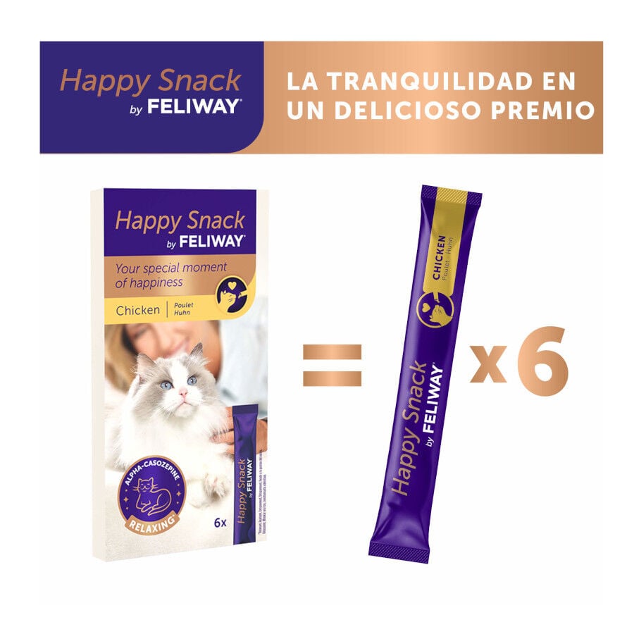 6 sobres x 10 g Feliway Sobres Happy Snack Relajante Pollo para gatos, , large indicador imagen numero 3