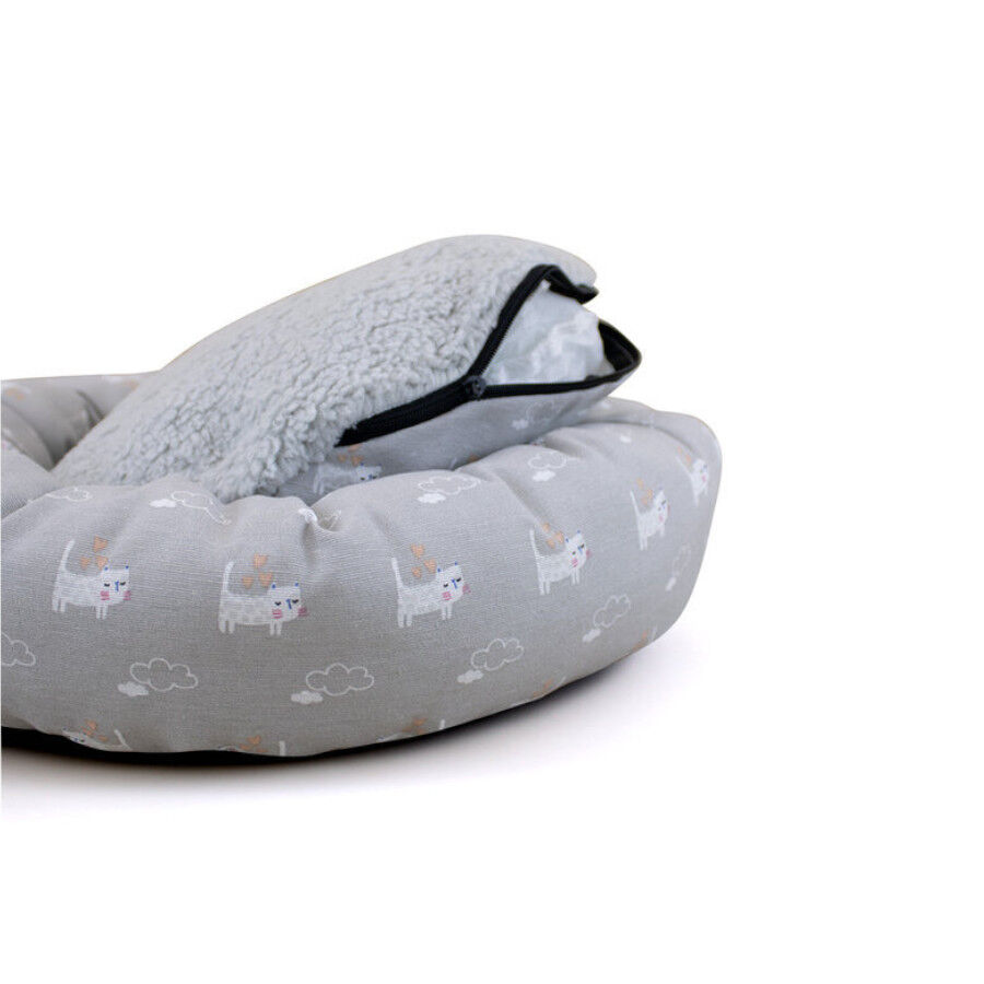 Leeby Cama Donut Antideslizante Gris para gatos, , large Imagen numero 3
