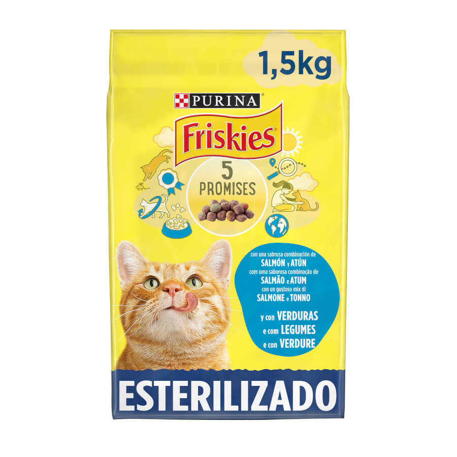 1.5 kg Purina Friskies Sterilized Pienso para gatos con salm&oacute;n, at&uacute;n y verduras, , large Imagen numero 1