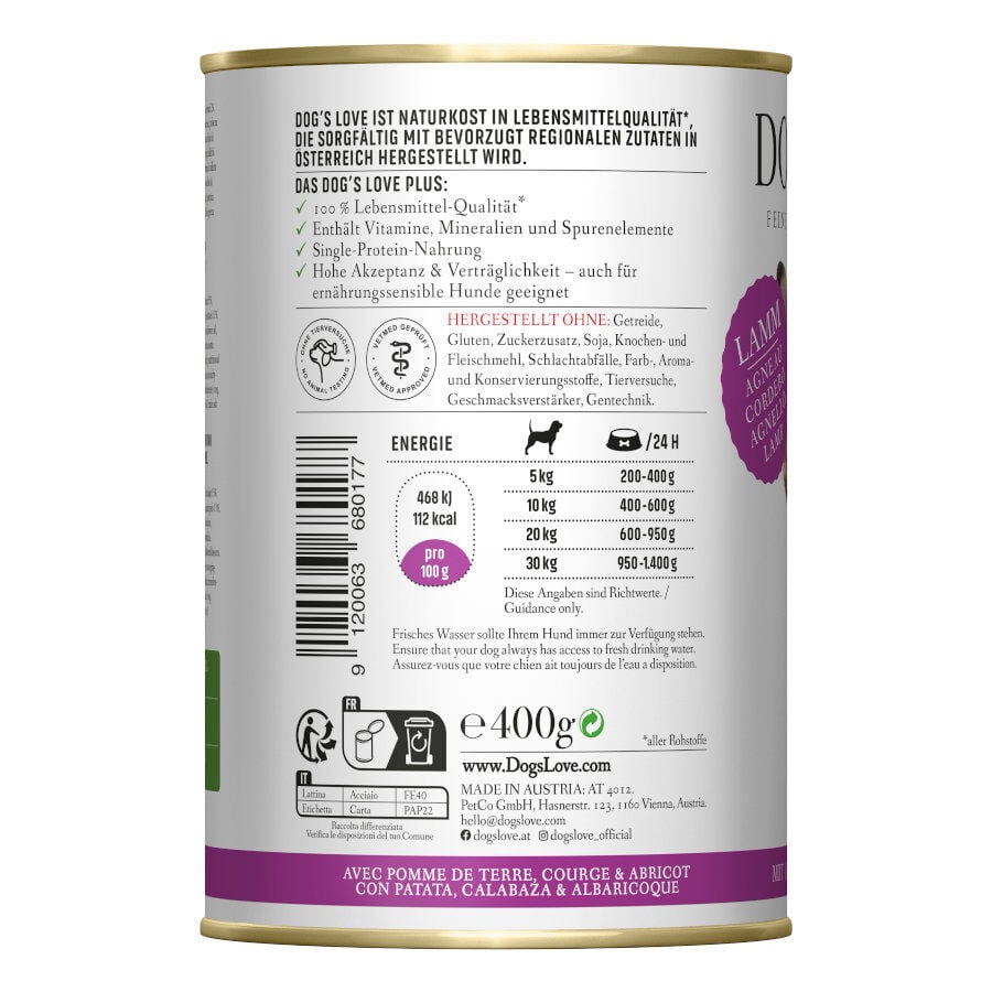 400 g Dog's Love Adulto Cordero lata para perros, , large indicador imagen numero 2