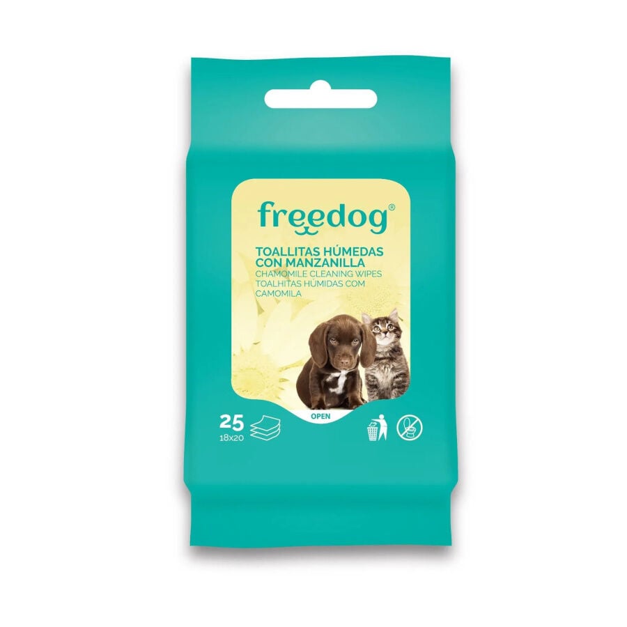 Freedog Toallitas H&uacute;medas con Manzanilla para perros y gatos, , large Imagen numero 1