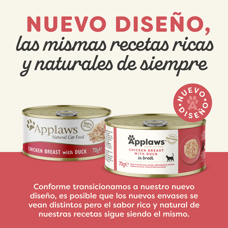 70 g Applaws Pollo y Pato en caldo lata para gatos, , large indicador imagen numero 2