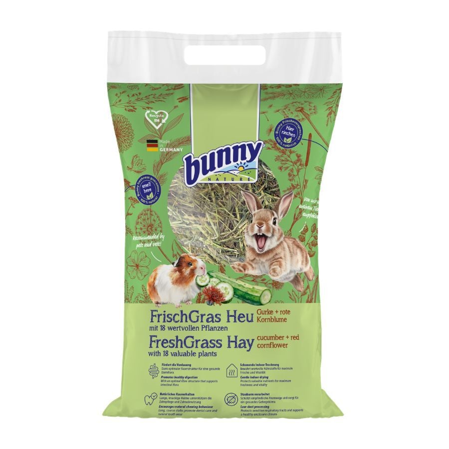Bunny Heno Pepino y Flor de Ma&iacute;z Roja para conejos y roedores