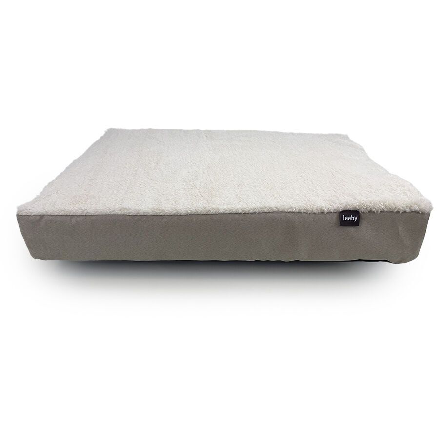 Leeby Colch&oacute;n Ortop&eacute;dico Viscoel&aacute;stico Marr&oacute;n y Blanco para perros, , large Imagen numero 1