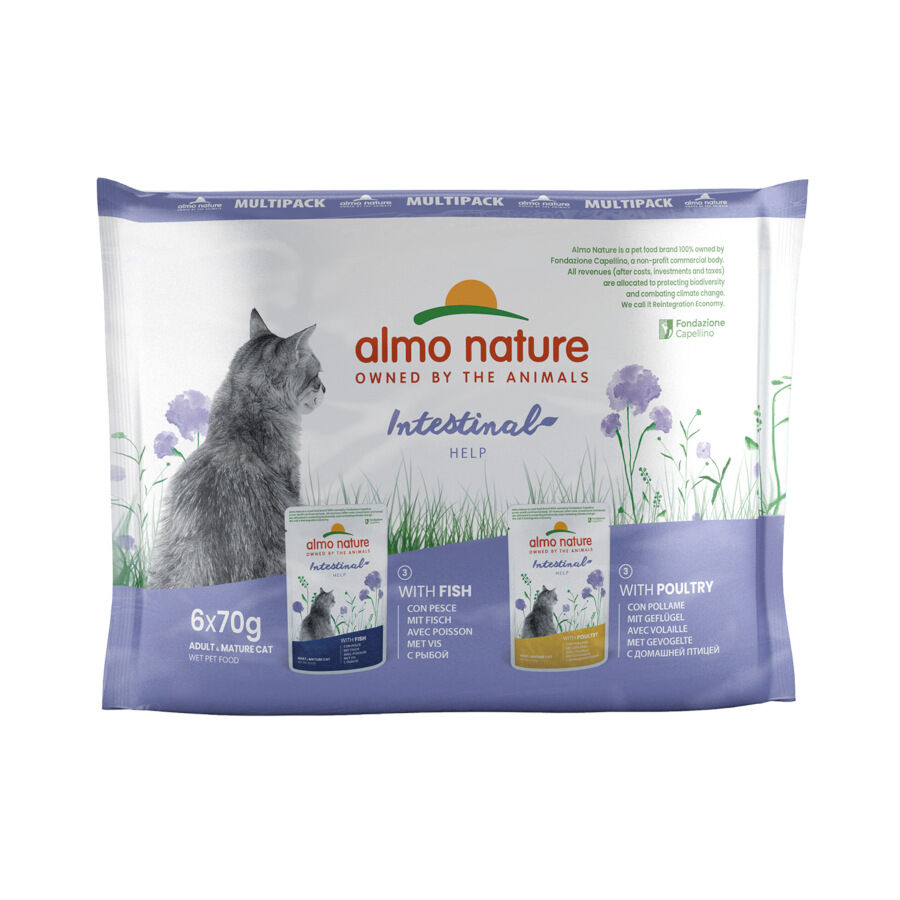 6 sobres x 70 g Almo Nature Intestinal Help Pescado y Aves sobre para gatos - Multipack, , large indicador imagen numero 1