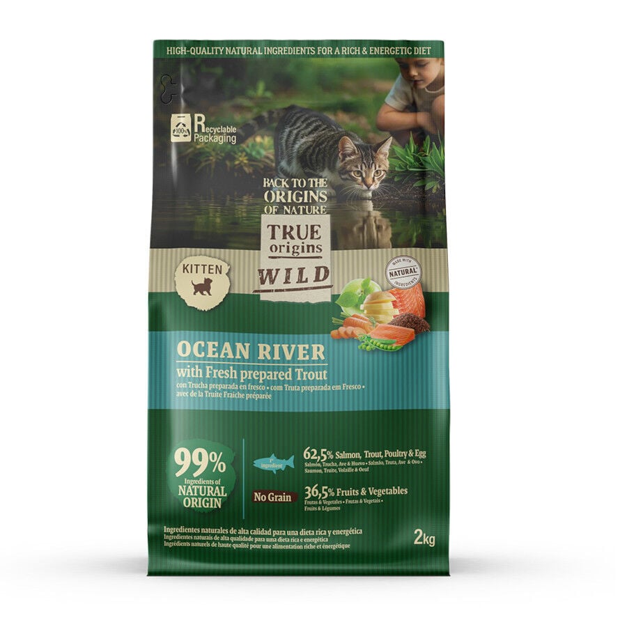 2 kg True Origins Wild Ocean River Salm&oacute;n y Trucha pienso para gatitos, , large indicador imagen numero 2