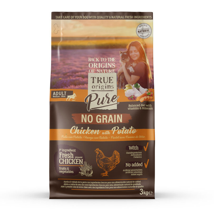 12 kg True Origins Pure Adult Pollo No Grain pienso para perros, , large Imagen numero 1