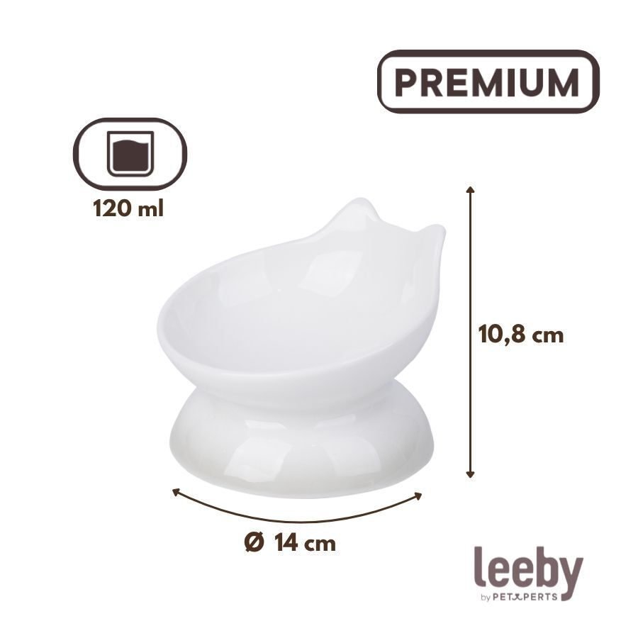Leeby Comedero Elevado Inclinado de Cer&aacute;mica Blanco para gatos, , large indicador imagen numero 4