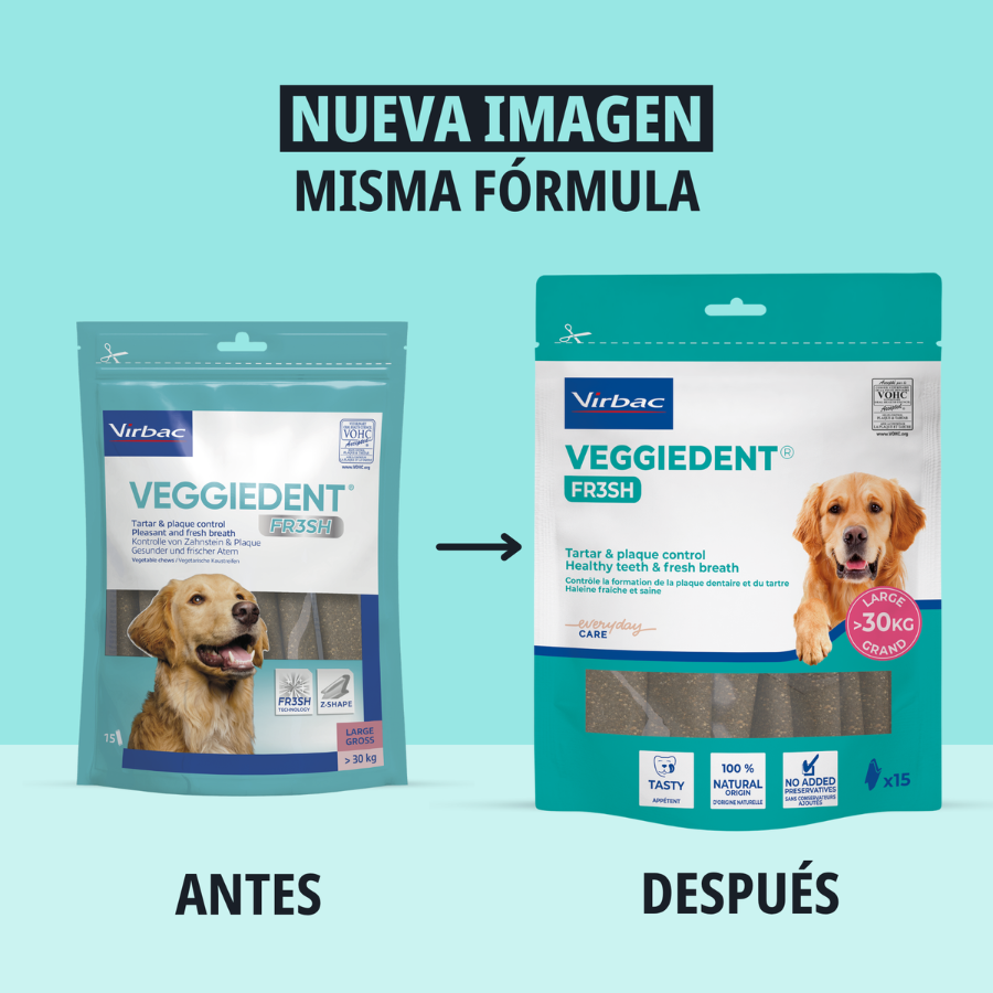 15 barritas Virbac Snacks Dentales Veggiedent Fresh para perros de raza grande, , large indicador imagen numero 3
