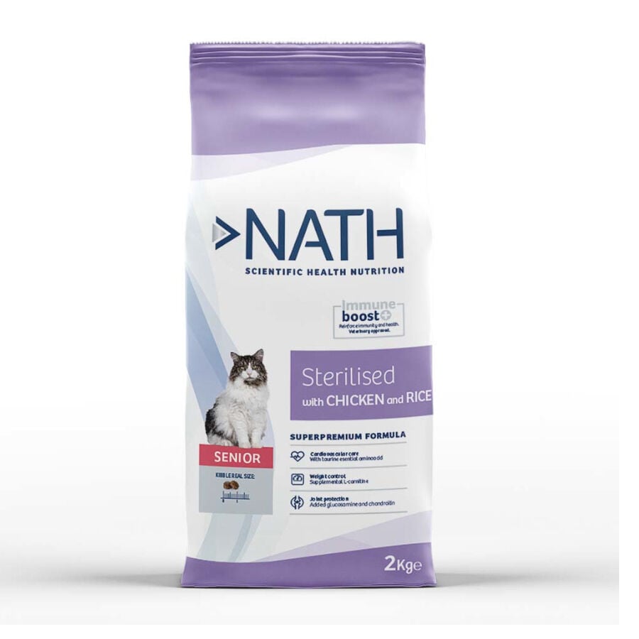 2 kg Nath Senior Sterilised Pollo y Arroz pienso para gatos, , large Imagen numero 1