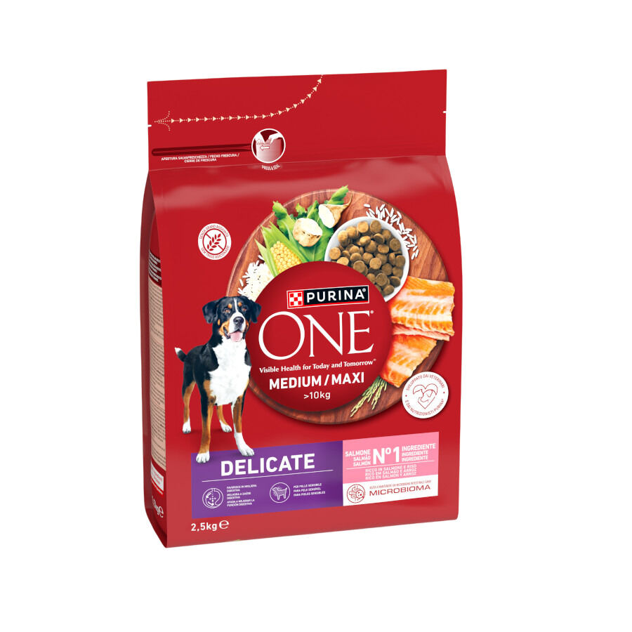 2,5 kg Purina One Delicate Pienso Salm&oacute;n para perros, , large indicador imagen numero 1