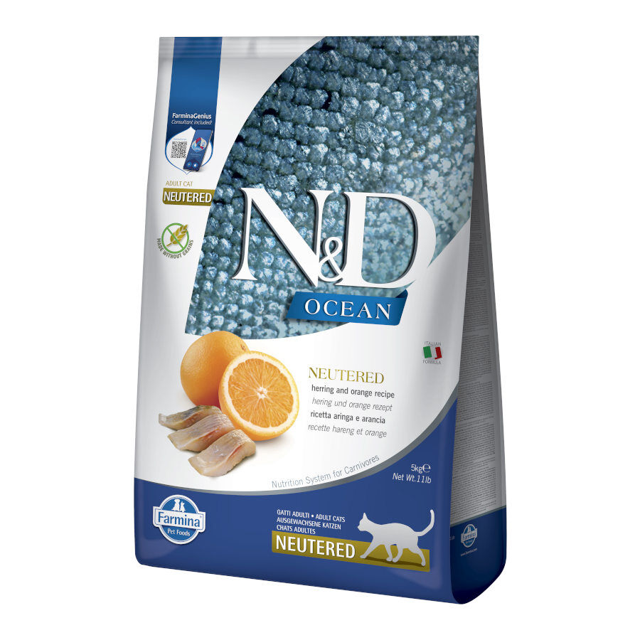 5 kg Farmina N&D Ocean Esterilizado Arenque y Naranja pienso para gatos, , large Imagen numero 1