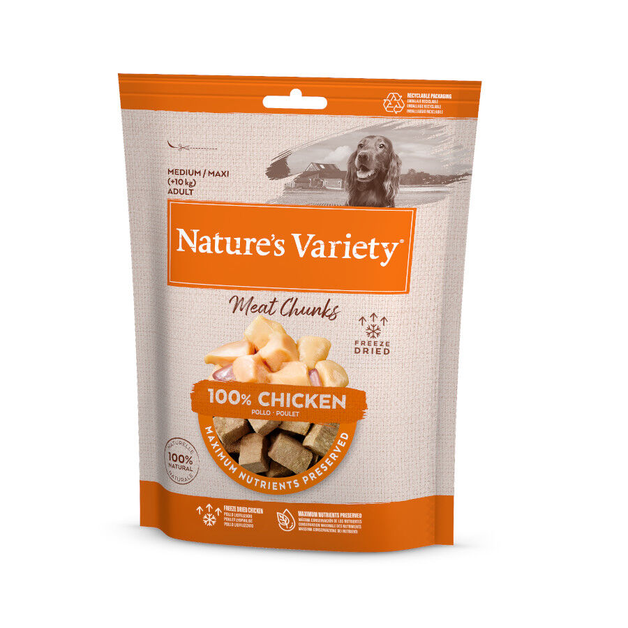 50 g Nature's Variety Meat Chunks Pollo Liofilizado para perros, , large Imagen numero 1