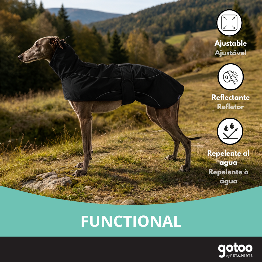 Gotoo Chaqueta Impermeable Negro para galgos, , large indicador imagen numero 6