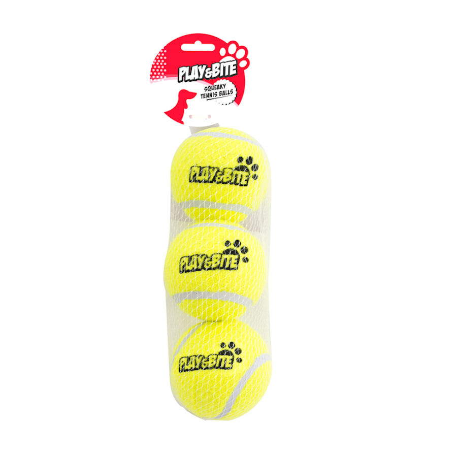 Play&Bite Squeaky pelotas de tenis con sonido para perros, , large Imagen numero 1