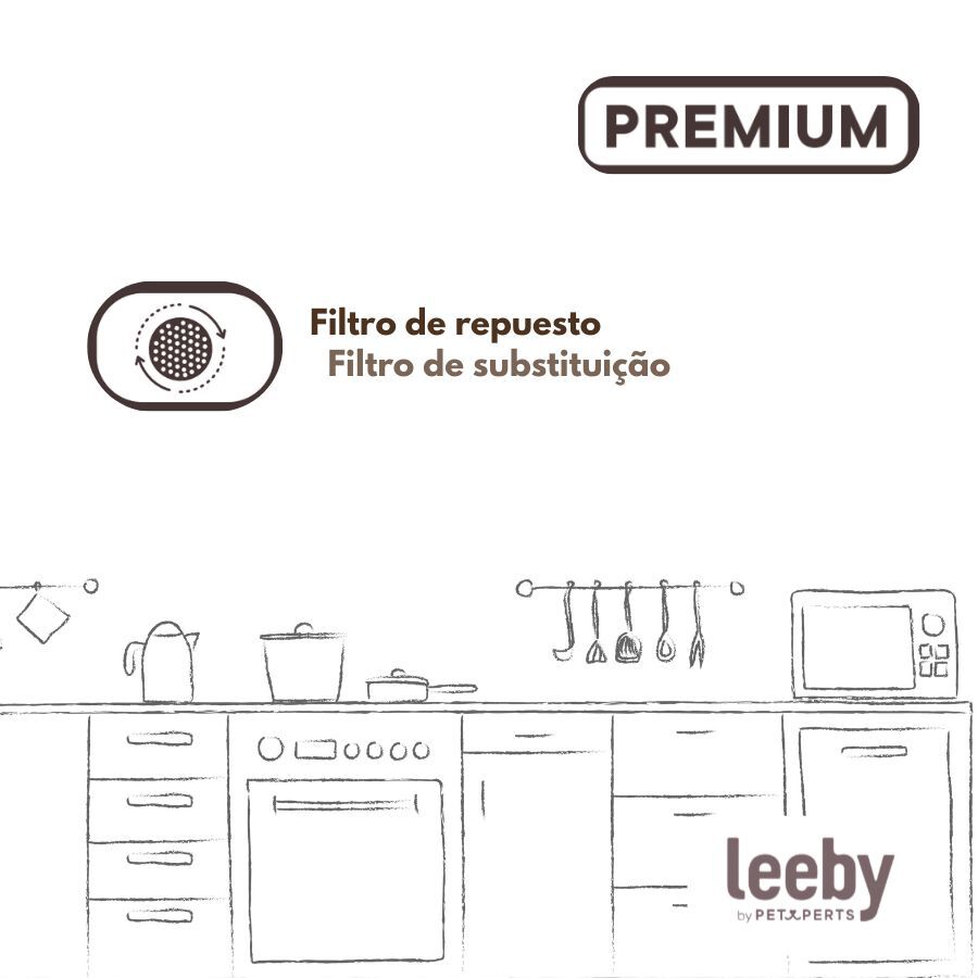 Leeby Set 3 Recambios de Filtros para Fuente  sin Cable de perros y gatos, , large indicador imagen numero 5
