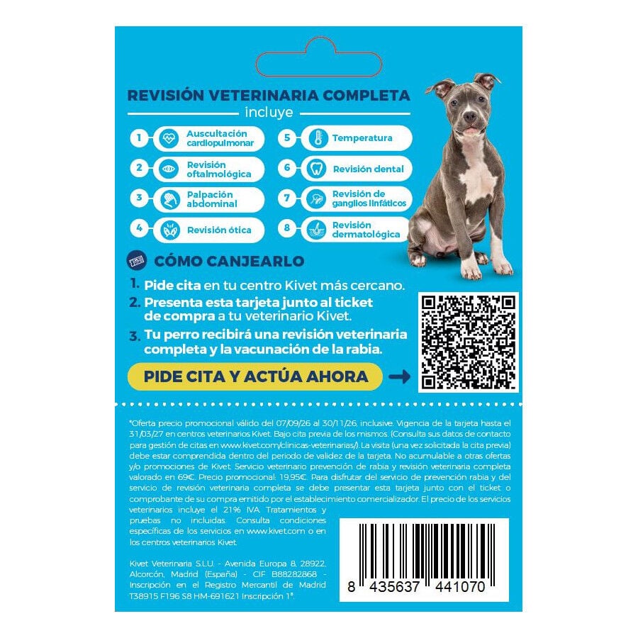 Tarjeta de prevenci&oacute;n de la rabia + revisi&oacute;n veterinaria completa para perro, , large Imagen numero 2