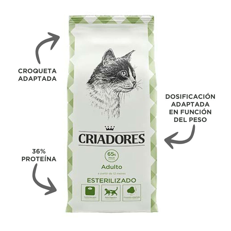 12 kg Criadores Adulto Esterilizado Pollo pienso para gatos, , large indicador imagen numero 3