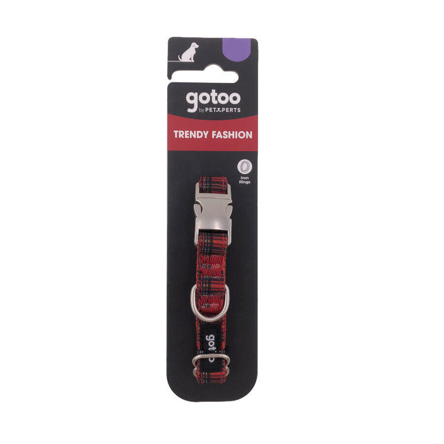 Gotoo Collar estampado tart&aacute;n rojo para perros, , large indicador imagen numero 5