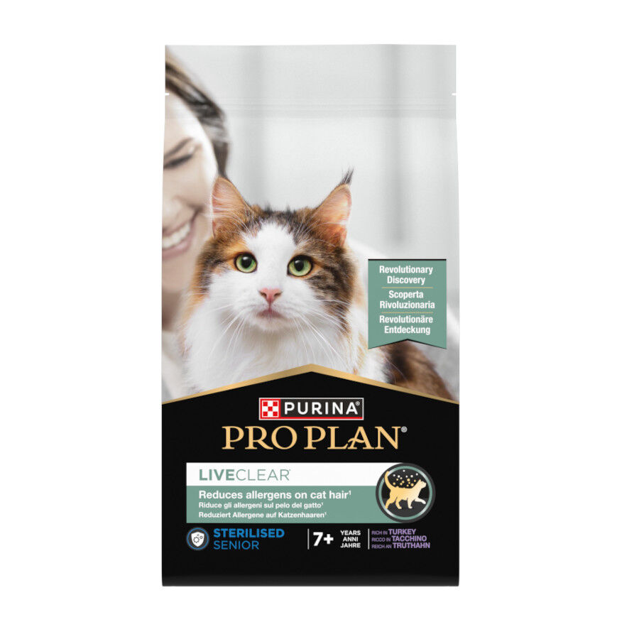 1.4 kg Pro Plan LiveClear Sterilised Pavo pienso para gatos seniors, , large indicador imagen numero 1