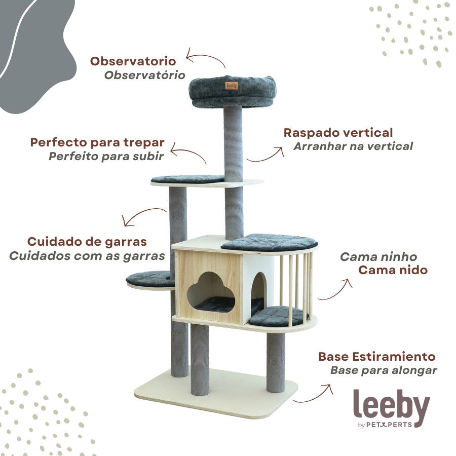 Leeby Cloud Collection torre rascador multiplataforma con cama nido para gatos, , large Imagen numero 3