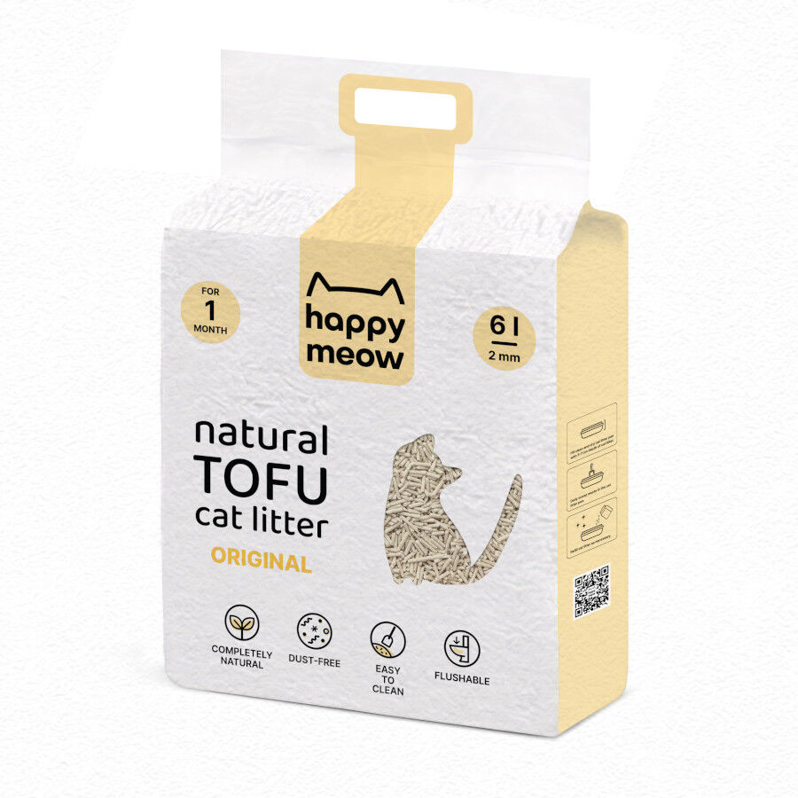 6 L Happy Meow Natural Tofu Aglomerantre Original para gatos, , large indicador imagen numero 2