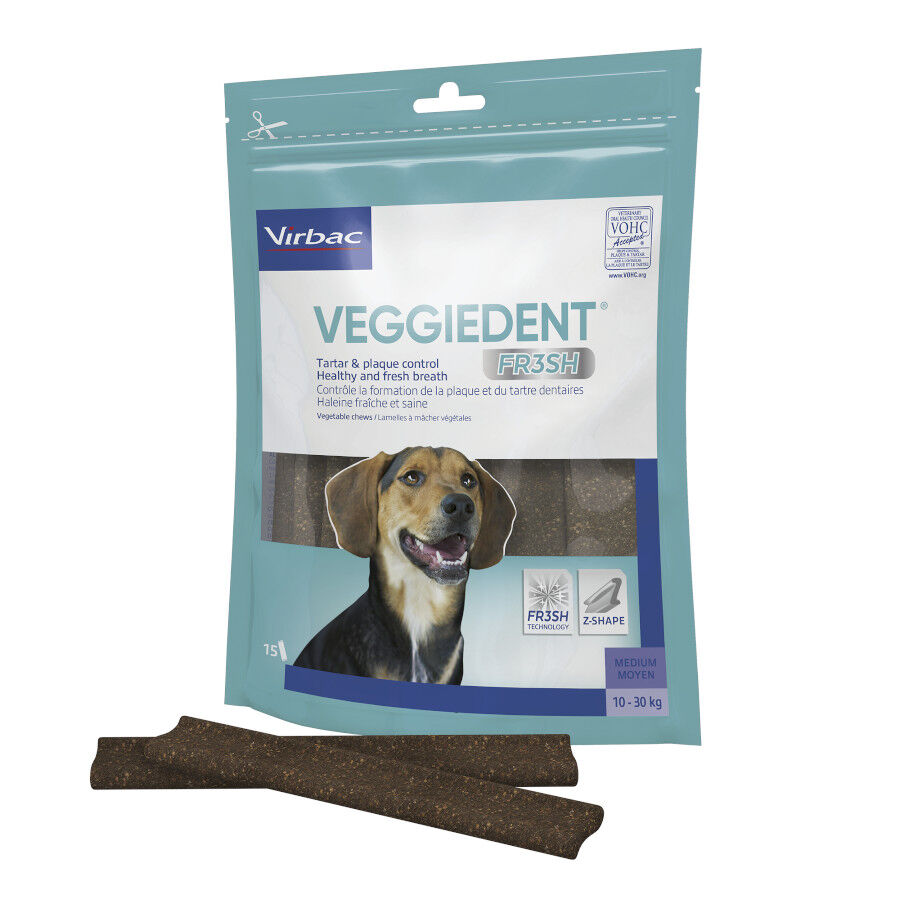 15 barritas Virbac Snacks Dentales Veggiedent Fresh para perros de raza mediana, , large Imagen numero 1