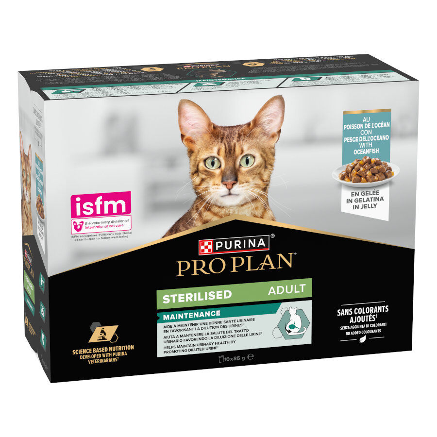 10 sobres x 85 g Pro Plan Adult Sterilised Pescado Sobre en Gelatina para gatos, , large Imagen numero 1