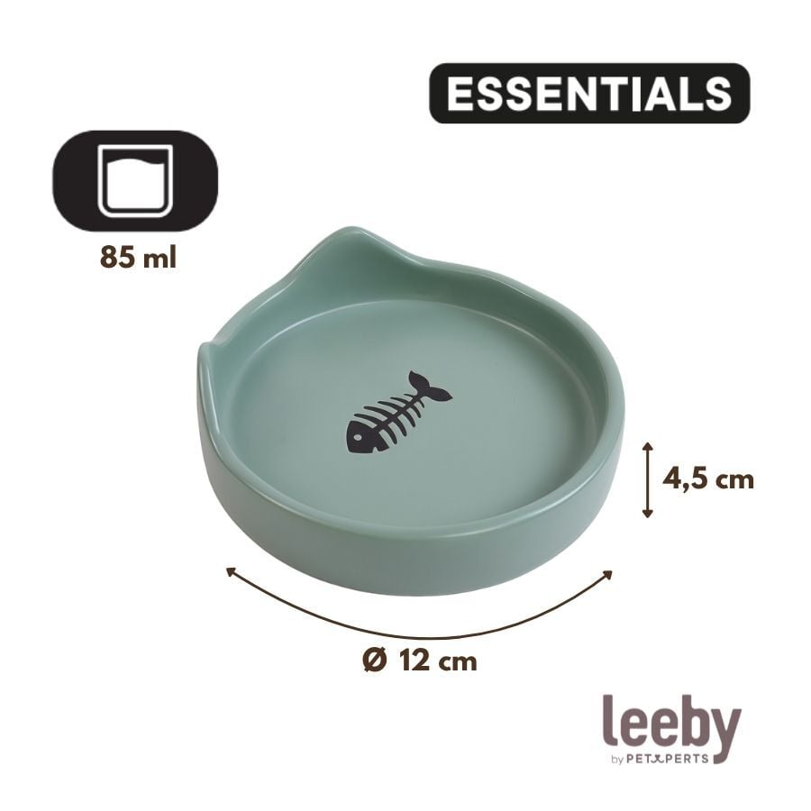 Leeby Comedero de Cer&aacute;mica Azul con Orejitas para gatos, , large Imagen numero 4