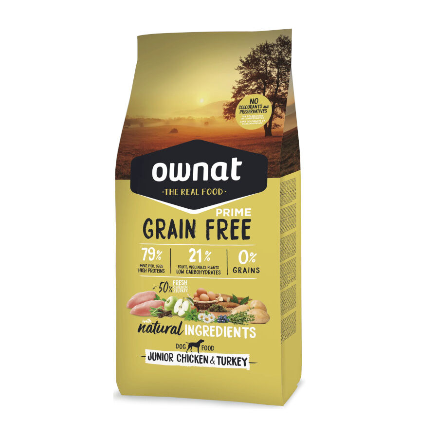 12 kg Ownat Junior Prime Grain Free Pollo y Pavo pienso para perros, , large Imagen numero 1