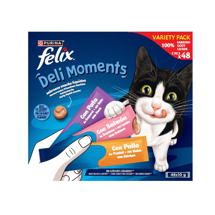 48 sobres x 10 g Felix Deli Moments Snack l&iacute;quido para gatos - Multipack, , large Imagen numero 1