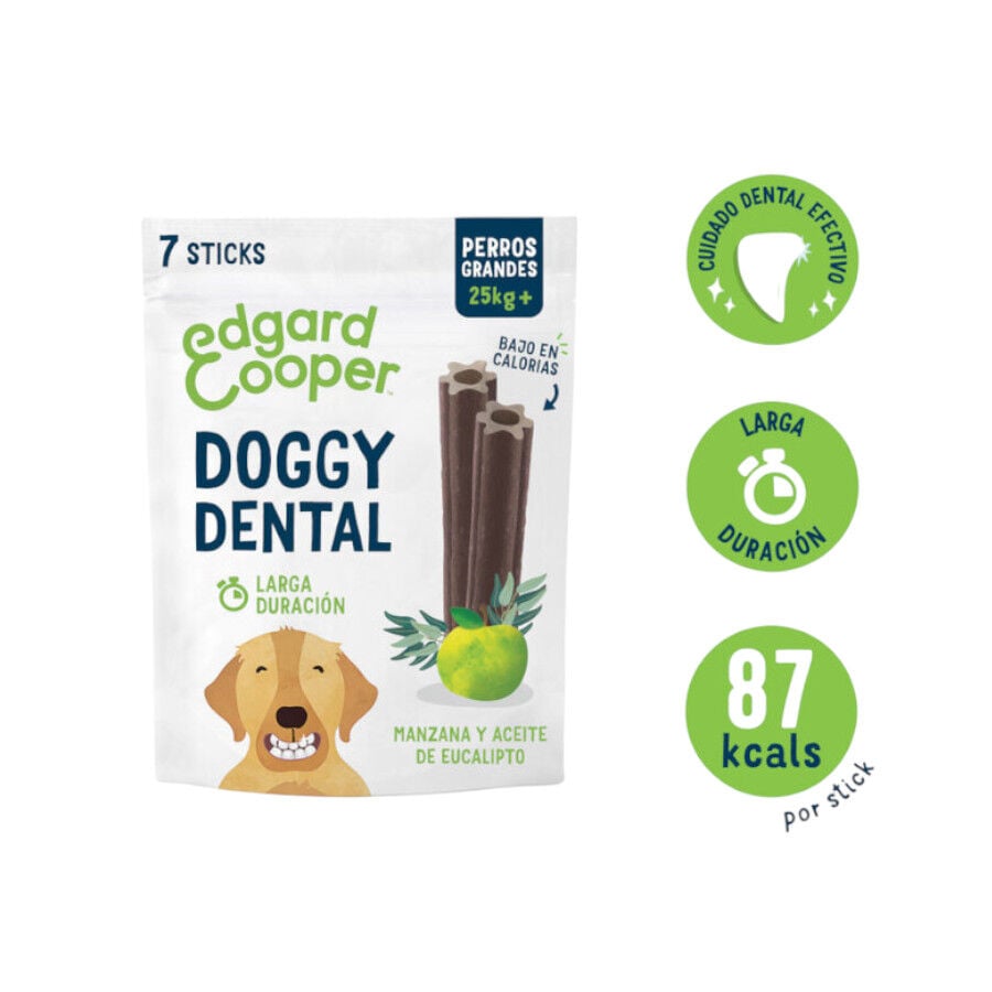 7 barritas Edgard & Cooper Barritas Dentales Manzana y eucalipto snack para perros grandes, , large Imagen numero 2