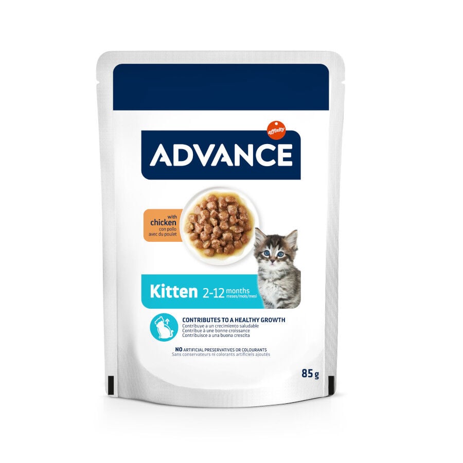 12 sobres x 85 g (9 + 3 &iexcl;gratis!) Advance Kitten Pollo en salsa sobre para gatos&nbsp;, , large indicador imagen numero 1