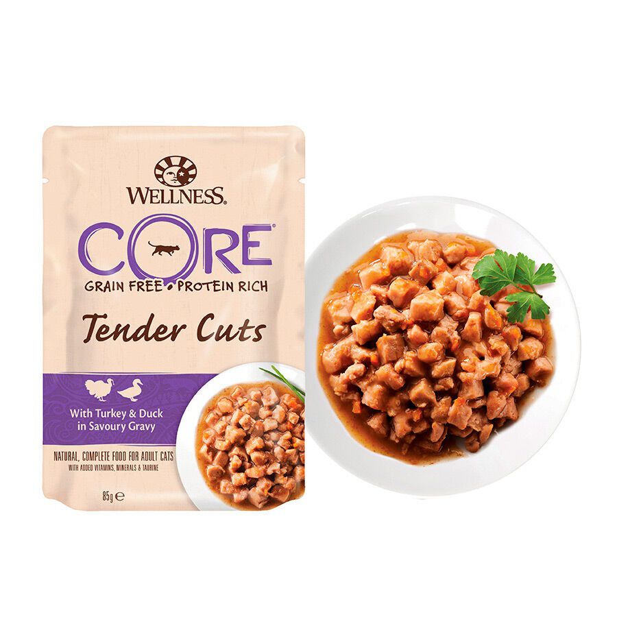 85 g Wellness Core Tender Cuts Pollo y Pato sobre en salsa para gatos, , large Imagen numero 2
