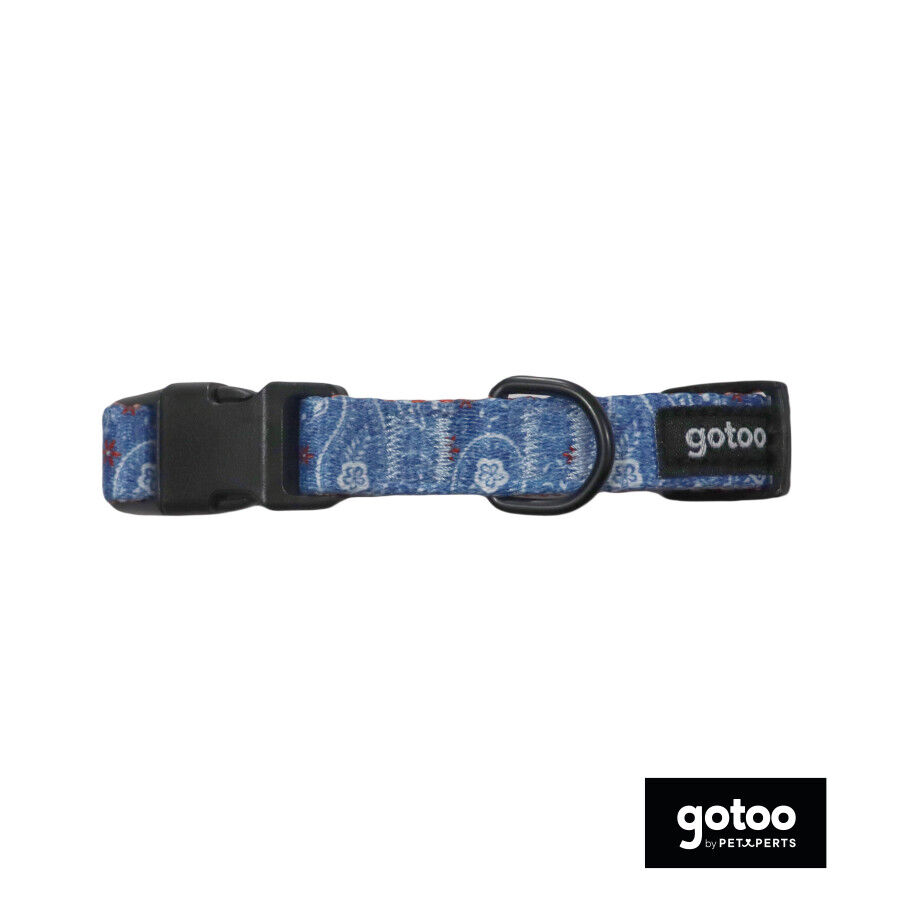 Gotoo Collar estampado cachemira azul para perros