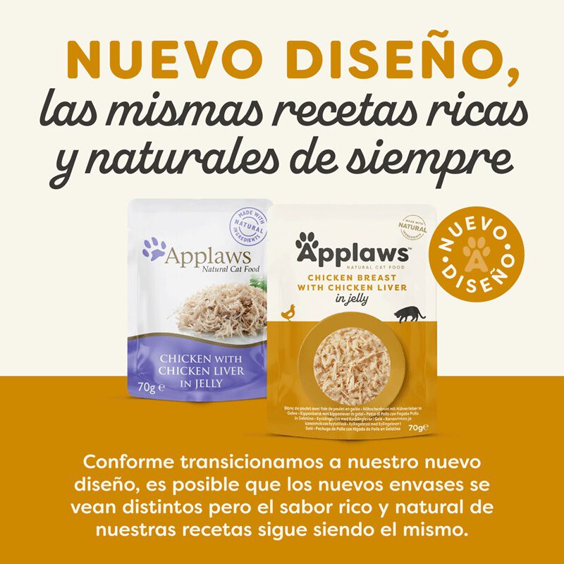 70 g Applaws Pollo y H&iacute;gado en gelatina sobre para gatos, , large indicador imagen numero 2