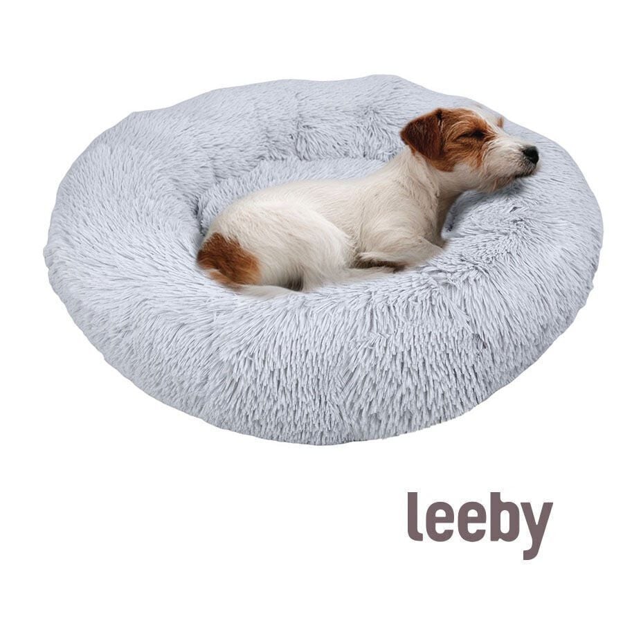 Leeby Cama Redonda Antiestr&eacute;s de Pelo Gris para perros, , large indicador imagen numero 2