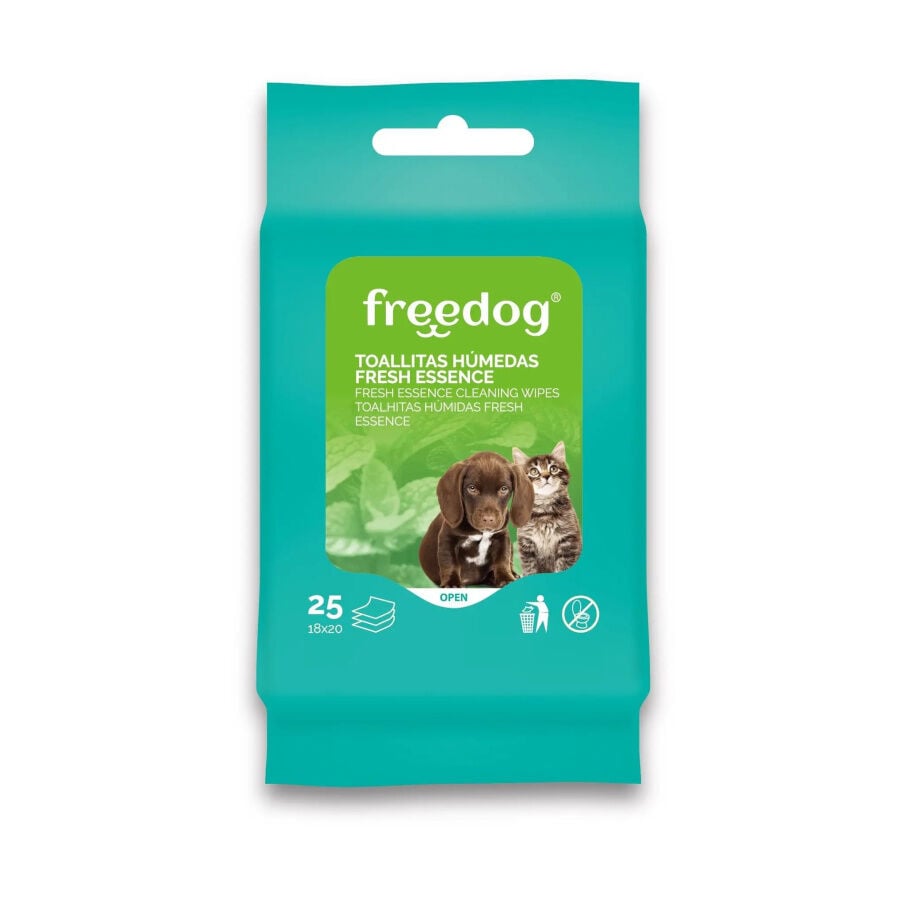 Freedog Fresh Essence Toallitas H&uacute;medas con Aloe Vera para perros y gatos