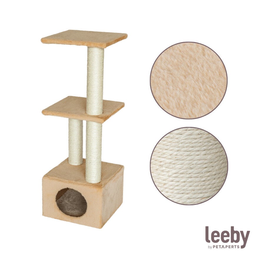 Leeby Colette DoubPost torre rascador con cama nido beige para gatos, , large indicador imagen numero 5