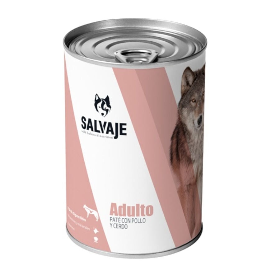 Salvaje Adulto Pollo y Cerdo en pat&eacute; lata para perros