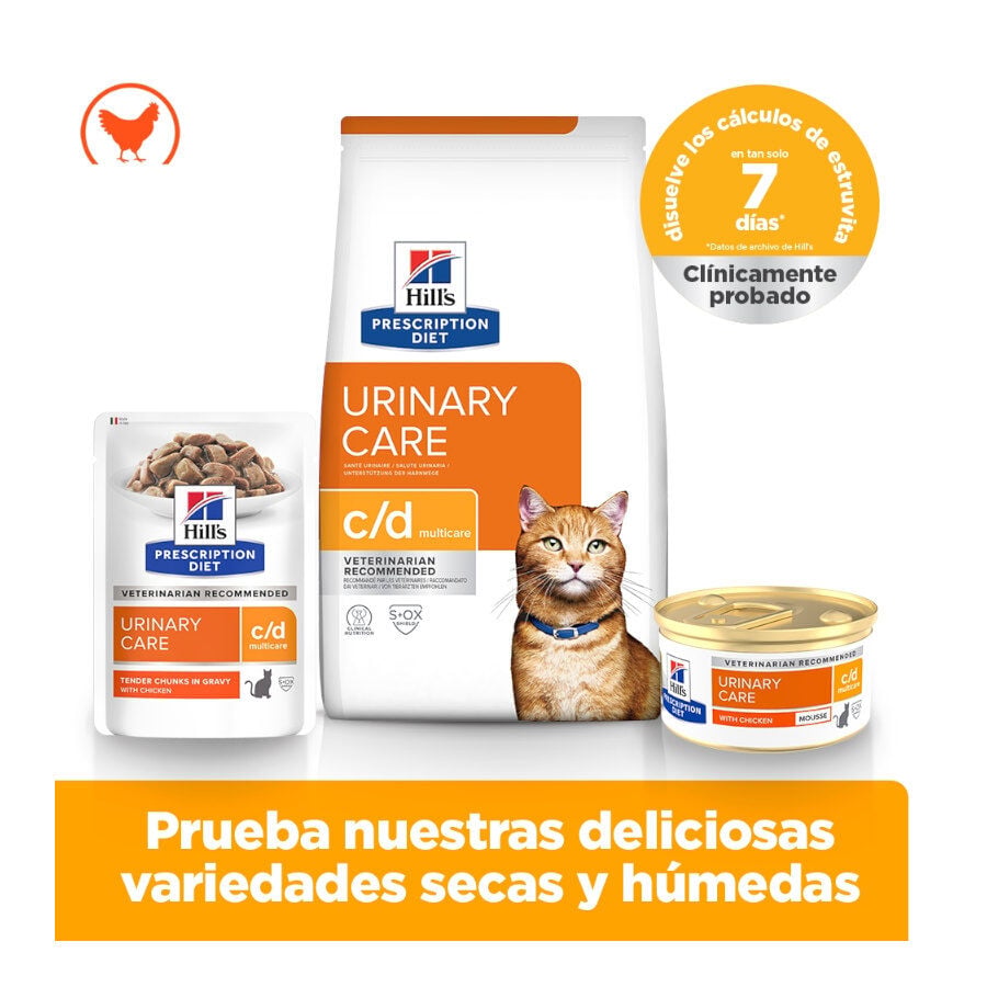 12 sobres x 85 g Hill's Prescription Diet Urinary Care c/d Pollo sobre para gatos, , large indicador imagen numero 12