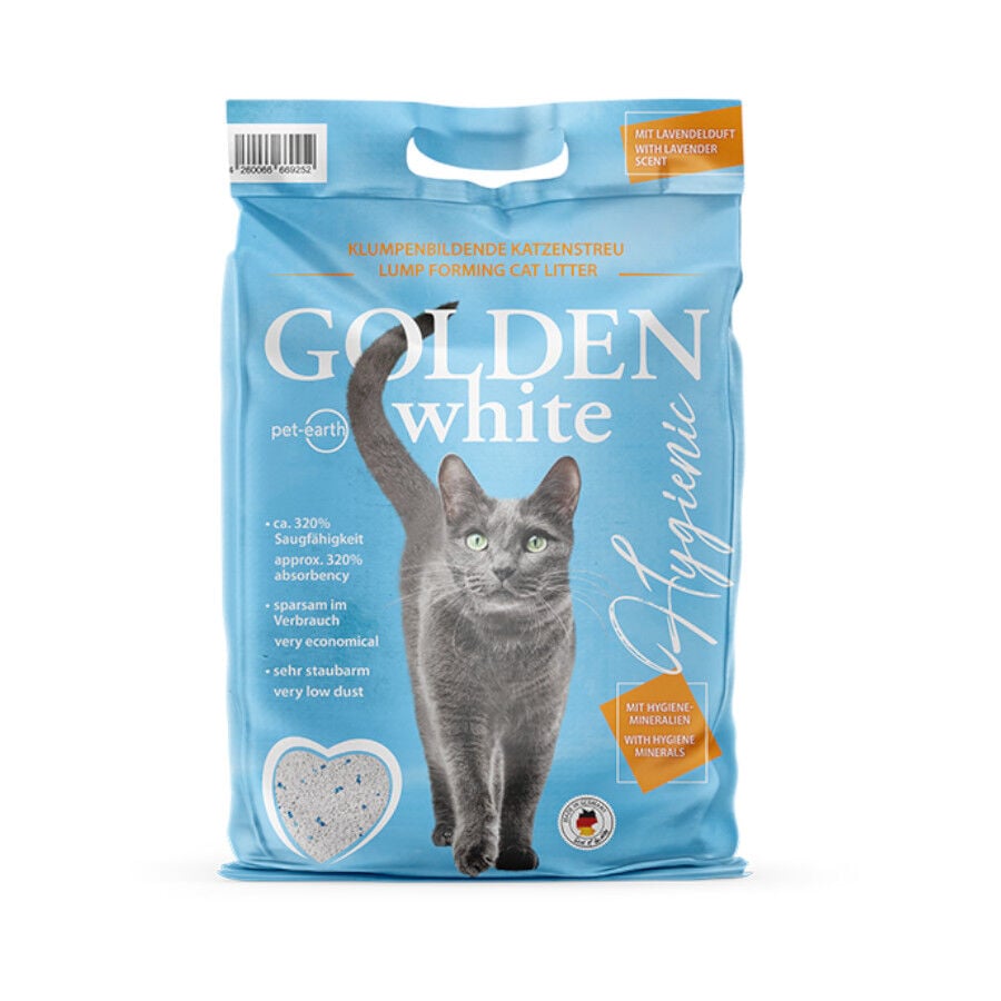 14 kg Golden White Arena Aglomerante Lavanda para gatos, , large indicador imagen numero 1