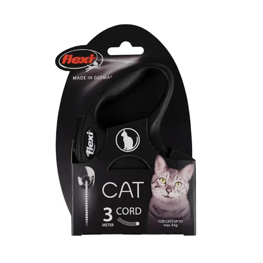Flexi New Classic Correa Extensible Negra para gatos, , large indicador imagen numero 1