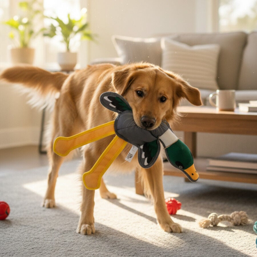 LOVE THE EARTH Peluche Resistente Pato con Sonido para perros, , large indicador imagen numero 1