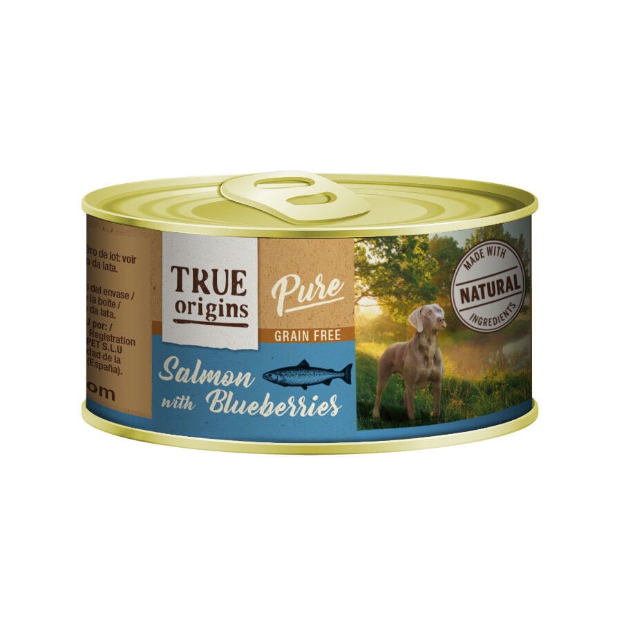 True Origins Pure Salm&oacute;n y Ar&aacute;ndanos lata para perros