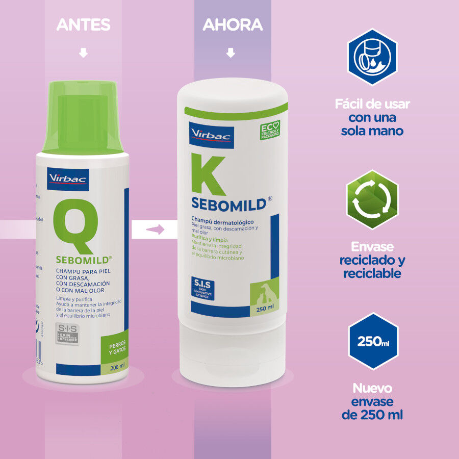 Virbac Sebomild Champ&uacute; para pieles grasas en perros y gatos, , large indicador imagen numero 2