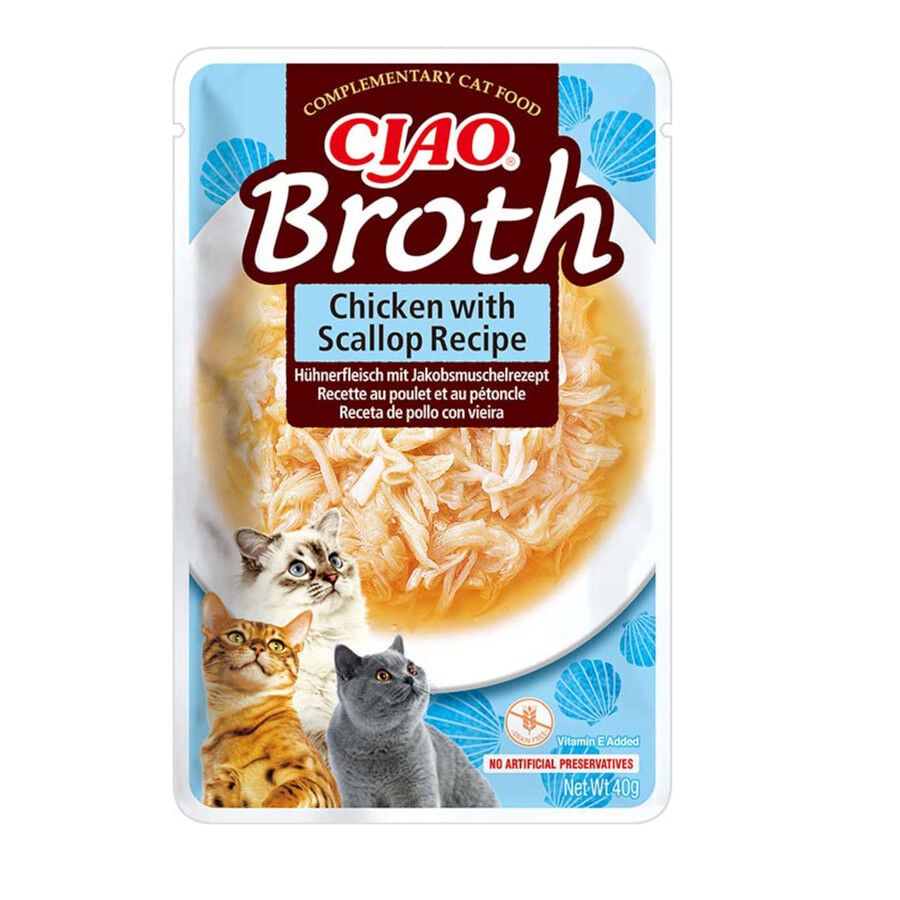 40 g Churu Broth Sopa de Pollo con Vieiras sobre para gatos, , large indicador imagen numero 1