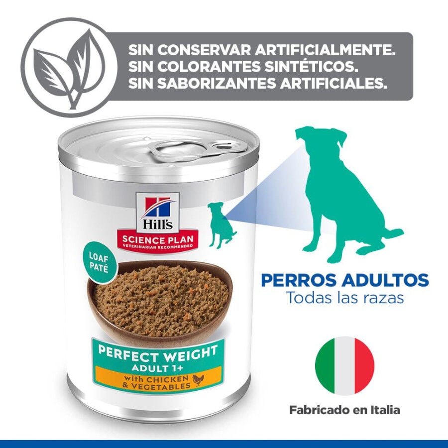 363 g Hill's Adult Perfect Weight Pollo y Vegetales lata para perros, , large indicador imagen numero 4